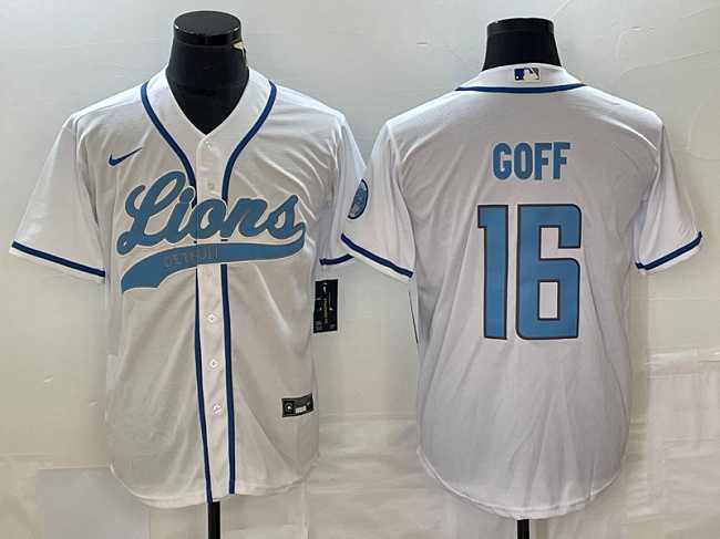 Men%27s Detroit Lions #16 Jared Goff White Cool Base Stitched Baseball Jersey->detroit lions->NFL Jersey